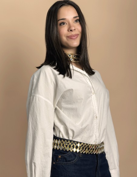 Ceinture dorée avec cristaux en forme de diamants