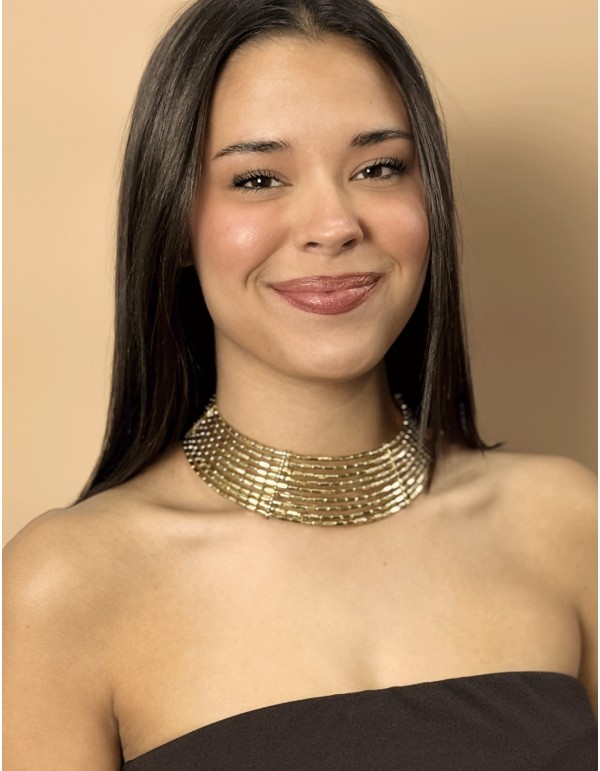 Wide gold rhinestone choker