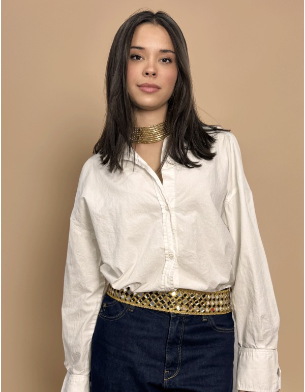 Cinturón ancho dorado con cristales 2