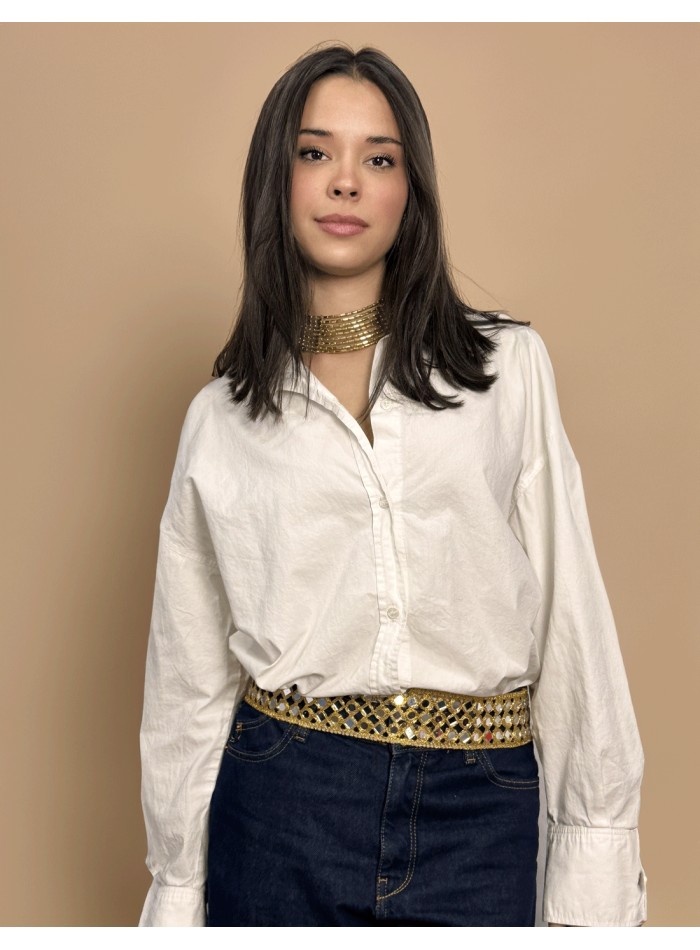 Cinturón ancho dorado con cristales