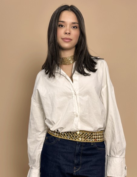 Cinturón ancho dorado con cristales