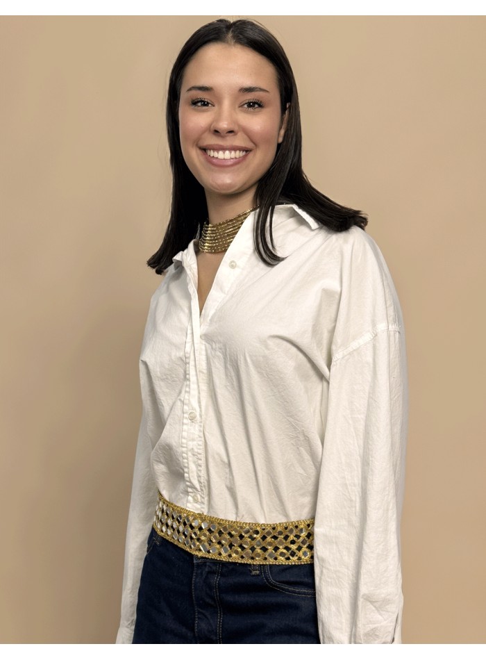 Cinturón ancho dorado con cristales