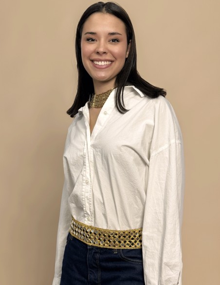 Cinturón ancho dorado con cristales para regalar