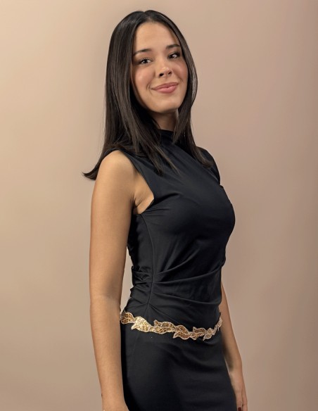 Party belt with gold rhinestones