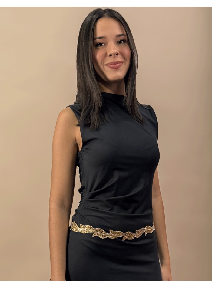 Ceinture de soirée avec strass dorés