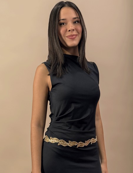 Cinturón de fiesta con pedrería dorada para vestidos de fiesta