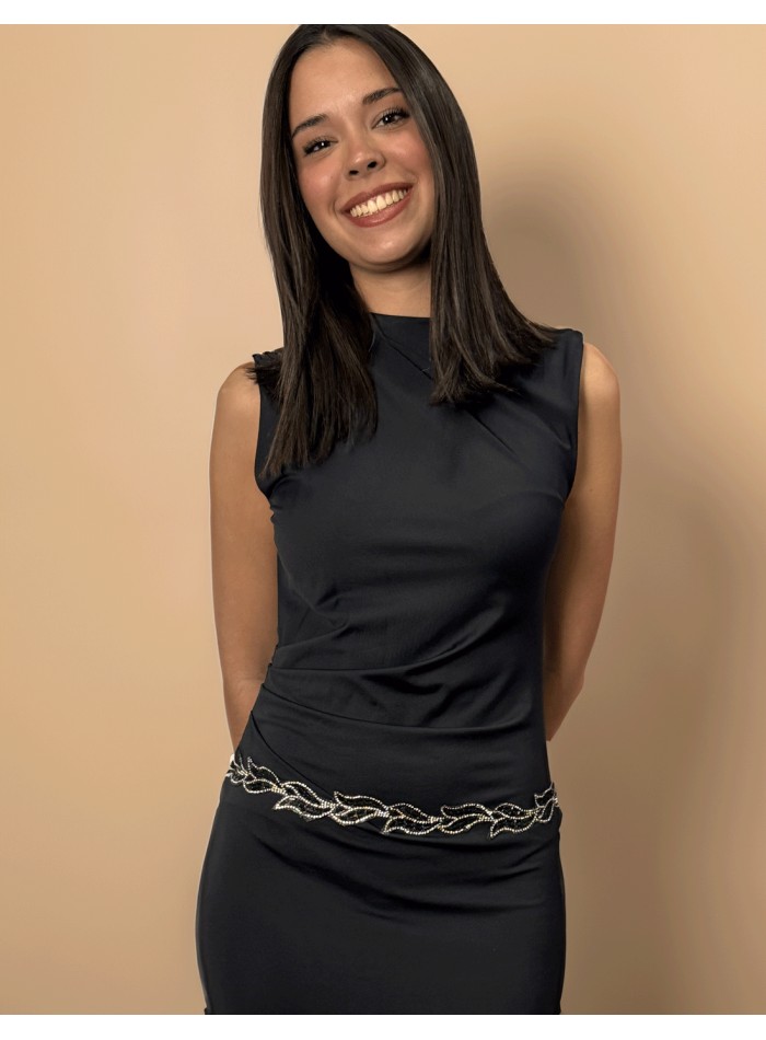 Party belt with black rhinestones in the shape...