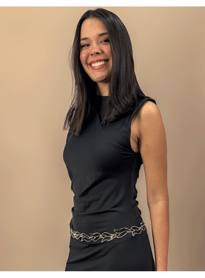 Party belt with black rhinestones in the shape...