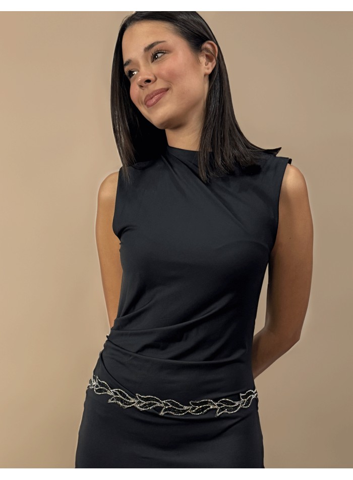 Ceinture de soirée avec strass noirs en forme...