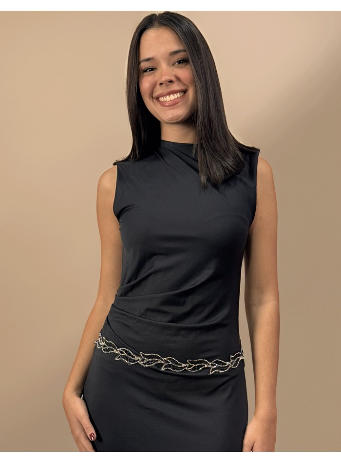 Ceinture de soirée avec strass noirs en forme...