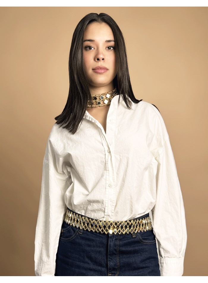 Ceinture dorée avec cristaux en forme de diamants