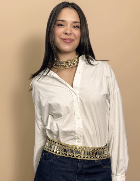 Wide belt with adjustable mirrors