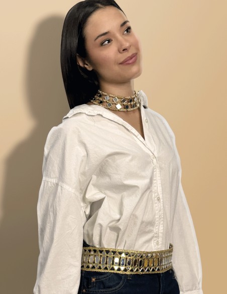 Cinturón ancho con espejitos ajustable