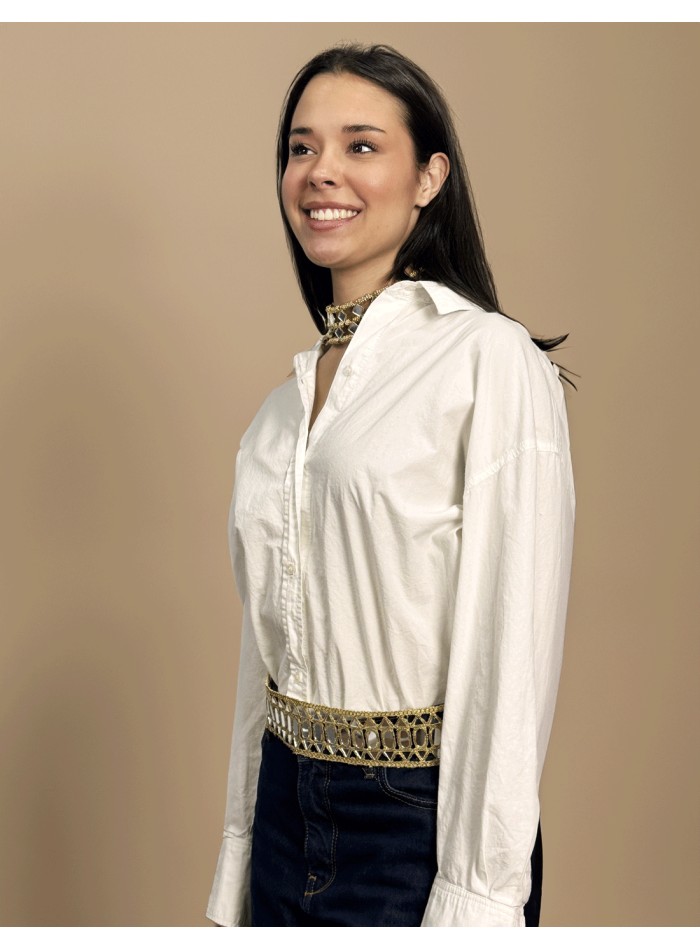 Cinturón ancho con espejitos ajustable oferta