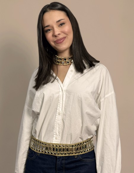 Cinturón ancho con espejitos ajustable complementos