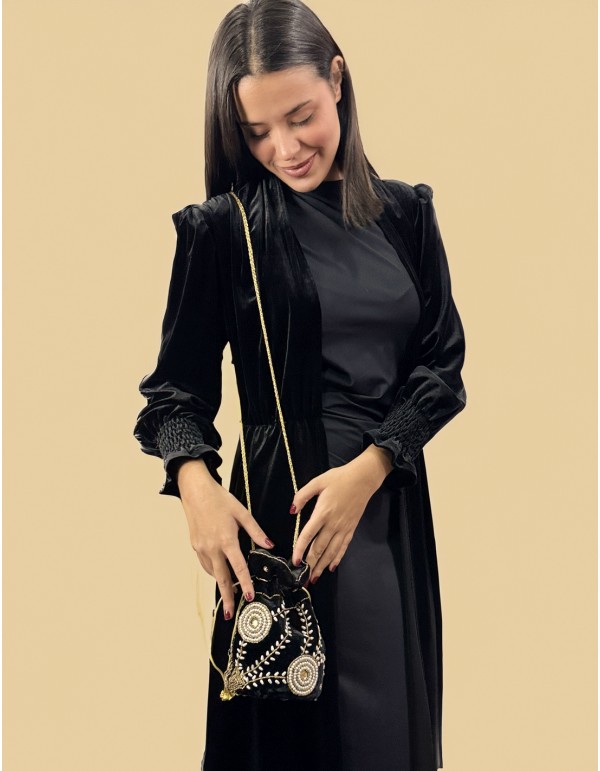 Petite bonbonnière en velours avec fleurs à pompons 2