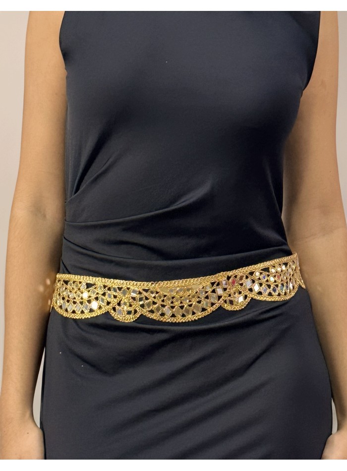 Ceinture ondulée en or avec miroirs