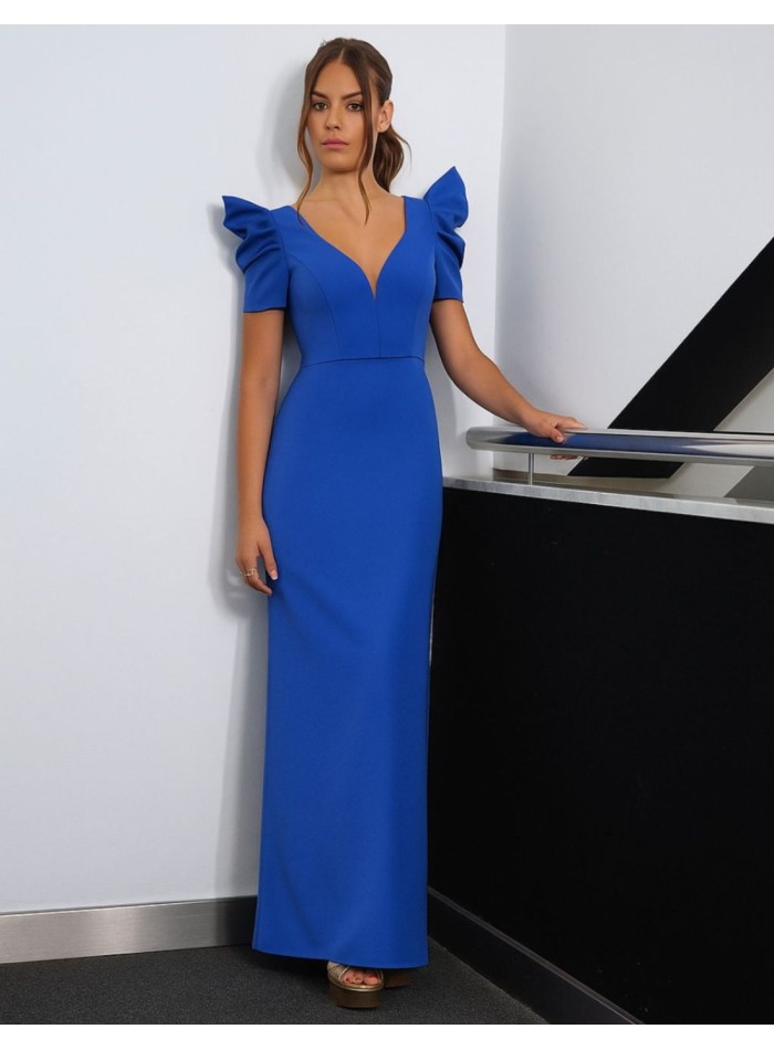 Elegant long dress with V-neckline and...