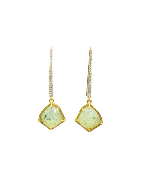 Boucles d'oreilles au design allongé avec zircon et...