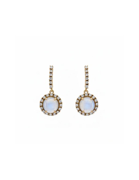 Earrings with faceted central stone surrounded by zircons