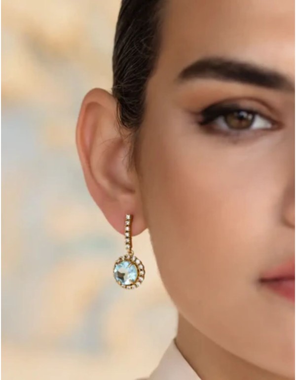 Earrings with faceted central stone surrounded by zircons 2