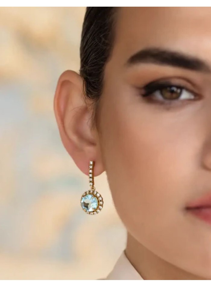 Pendientes con piedra central facetada rodeada de circonitas