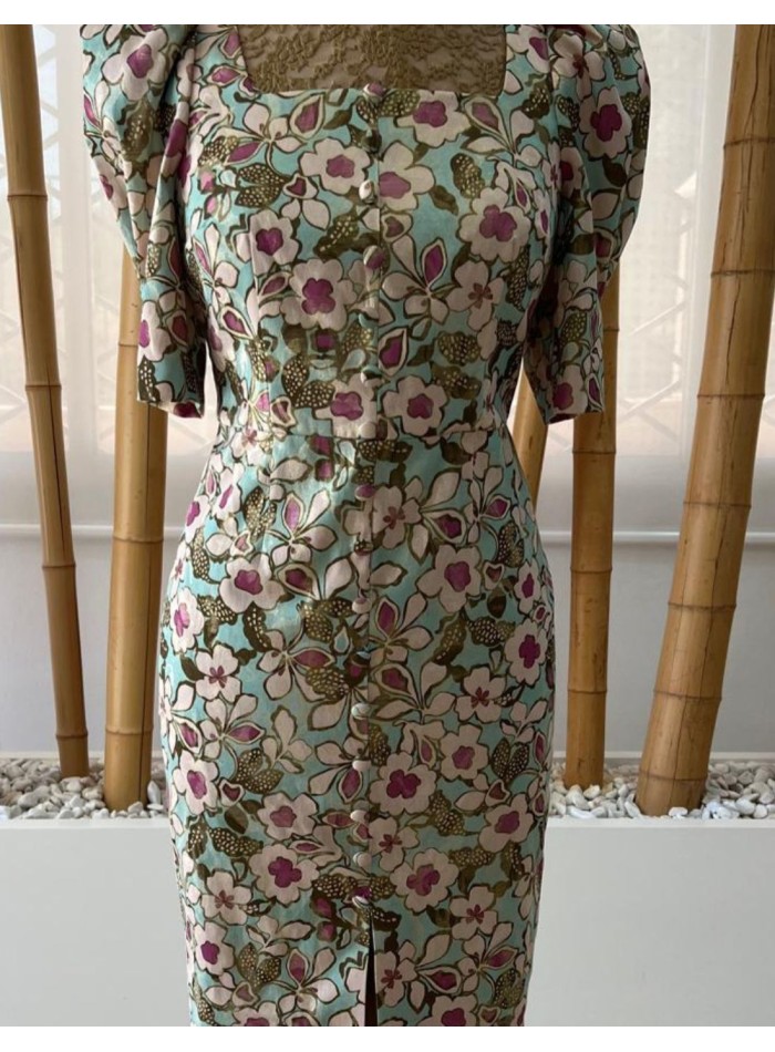 Straight cut buttoned cocktail dress with...