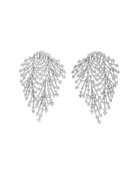 Boucles d'oreilles en argent avec structure ramifiée avec zirconias