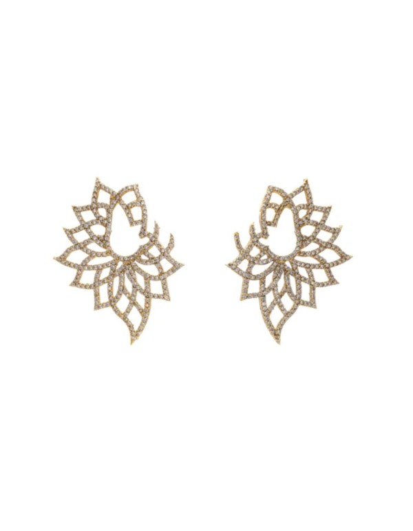 Pendientes con diseño de flor con circonitas engastadas