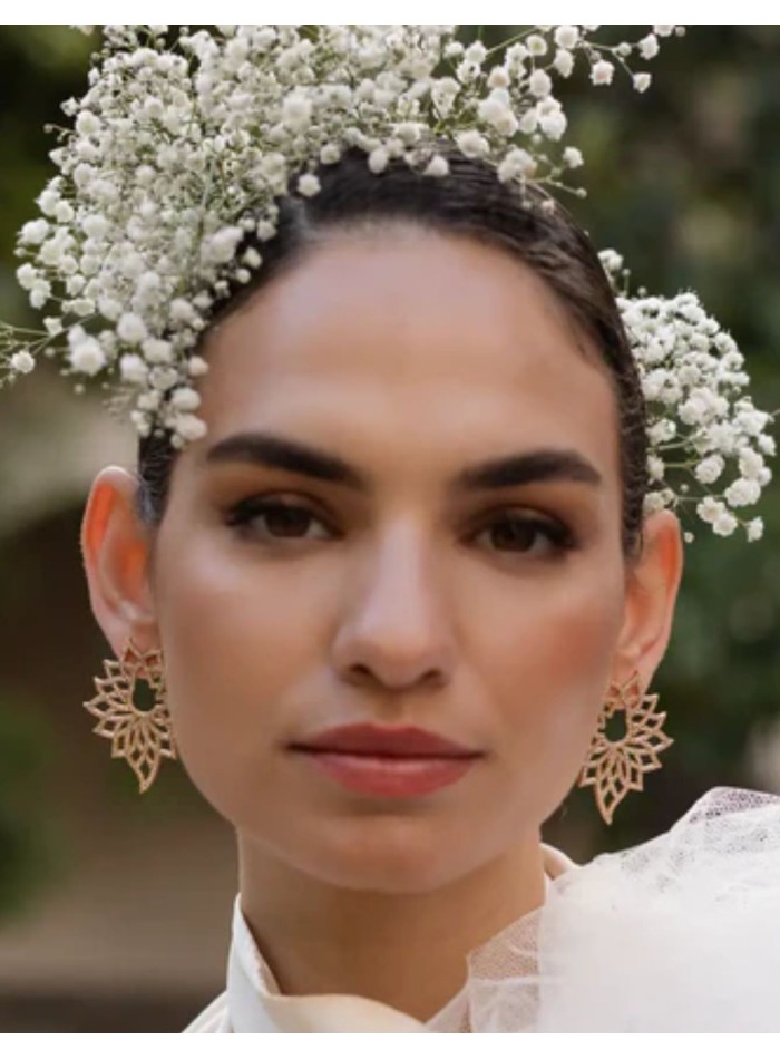 Boucles d'oreilles avec motif floral et...