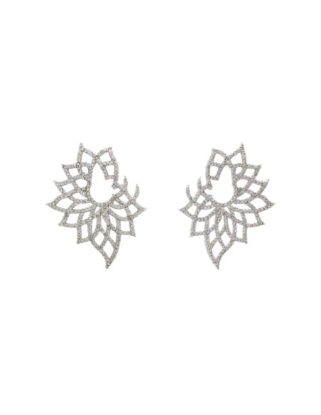 Earrings in silver with flower design with zirconia setting