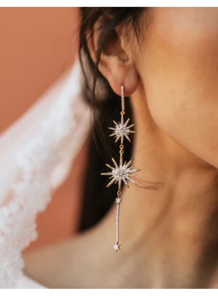 Long earrings in sterling silver with zirconia...