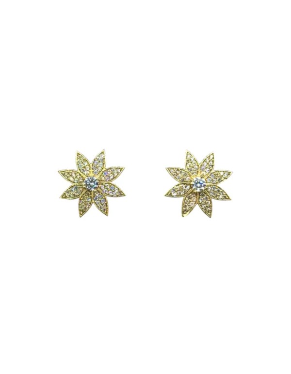 Medium flower-shaped earrings with zirconias