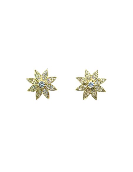 Boucles d'oreilles moyennes en forme de fleur avec zirconias