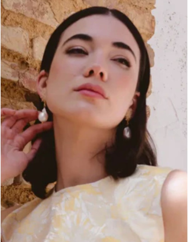 Earrings with star with zirconia and pearl 2