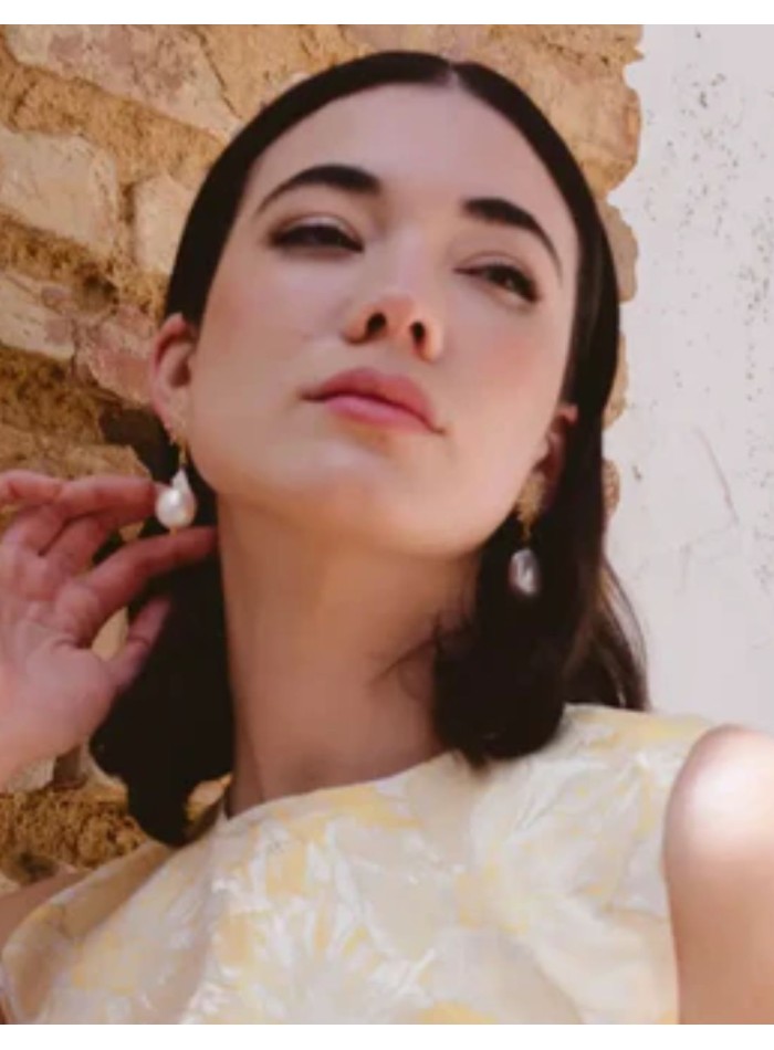 Boucles d'oreilles avec étoile en zircon et perles