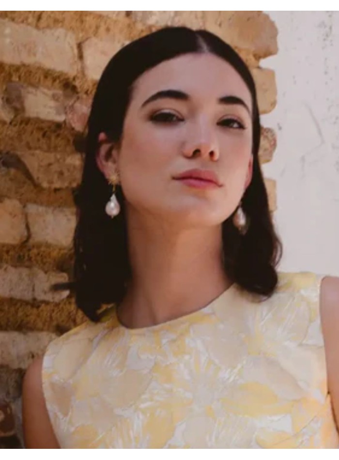 Boucles d'oreilles avec étoile en zircon et perles