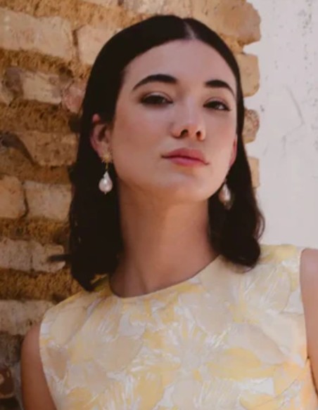 Pendientes con estrella de circonitas y perla