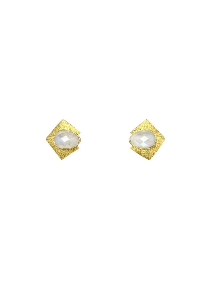 Earrings with oval design with central stone