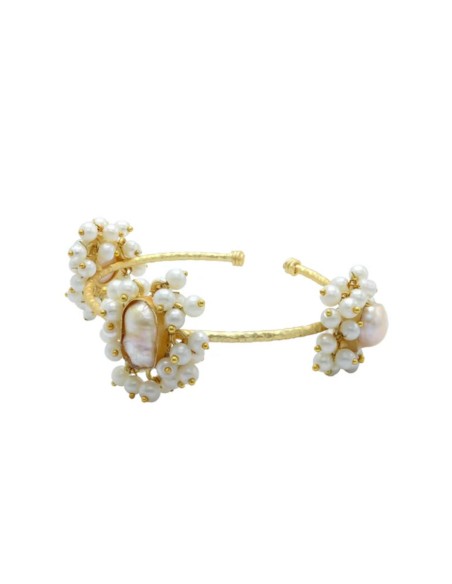 Bracelet réglable avec fleur de perle