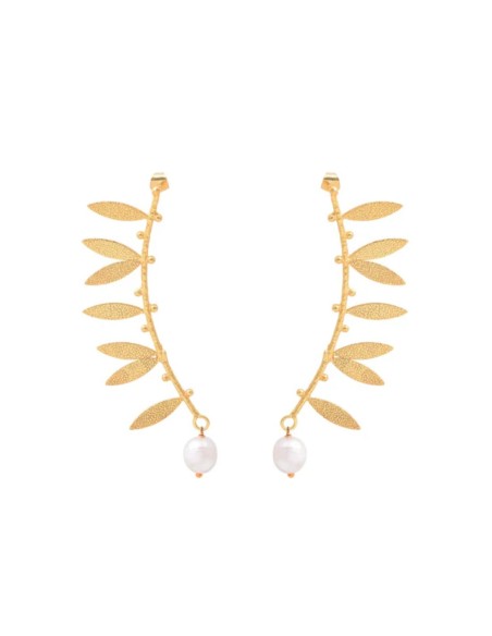 Boucles d'oreilles avec motif de feuilles de perles