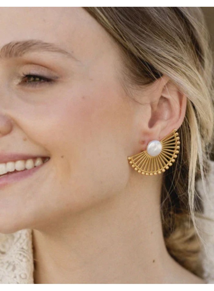 Earrings with semicircular design with central...