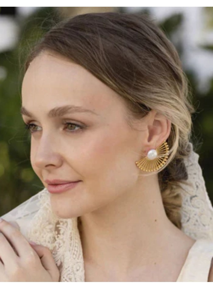 Boucles d'oreilles en demi-cercle avec pierre...