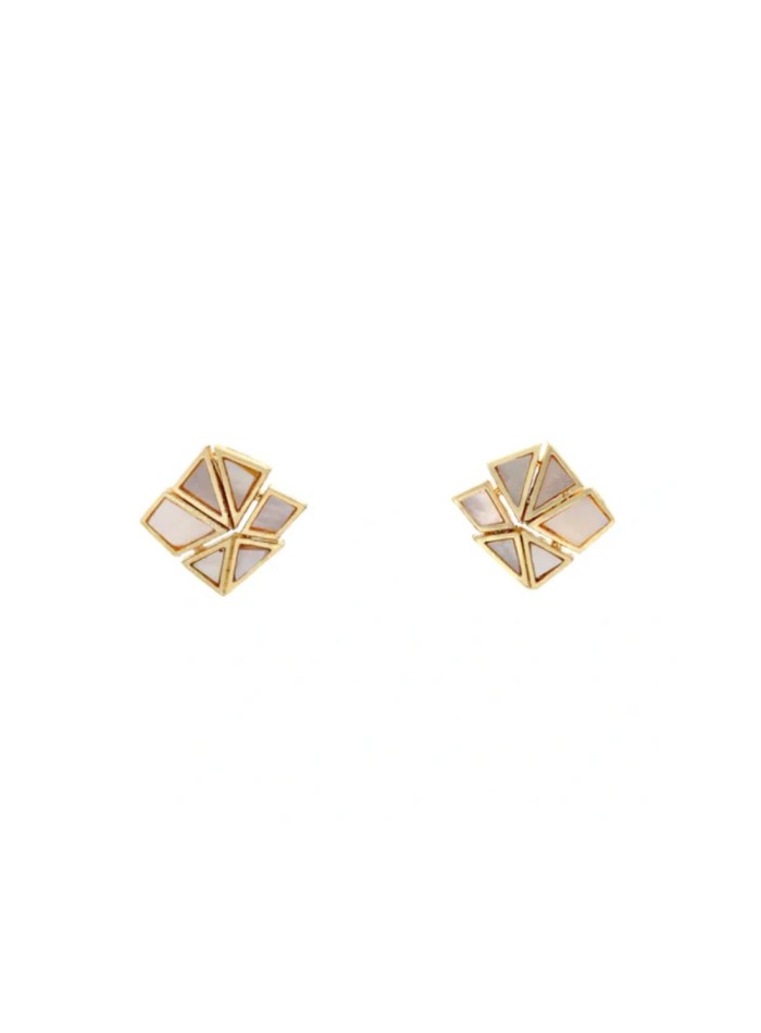 Earrings with geometric design and stones