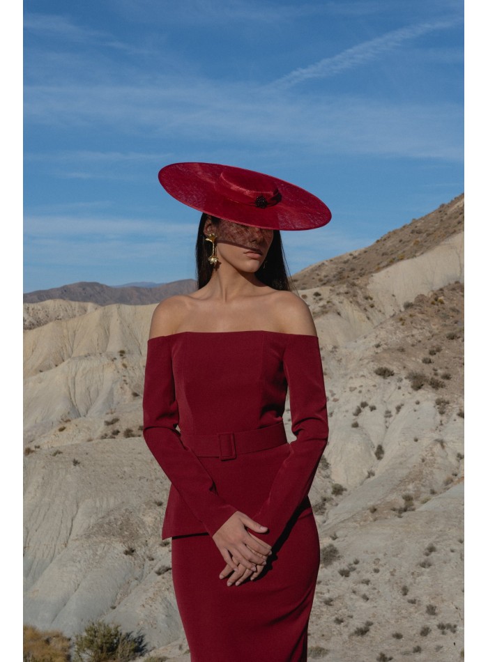 Two-piece set with asymmetrical bardot top and...