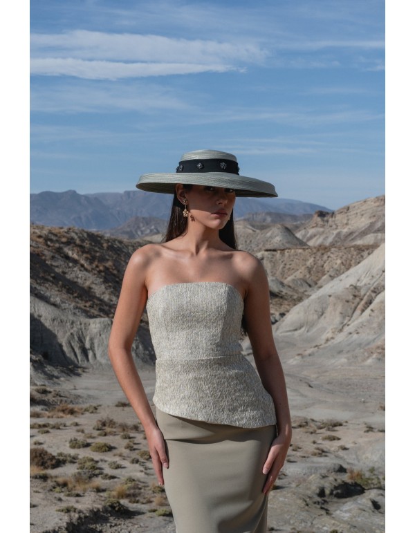 Ensemble bustier asymétrique et jupe en crêpe 2