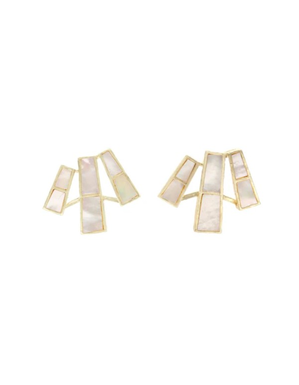 Boucles d'oreilles avec trois pierres de nacre allongées