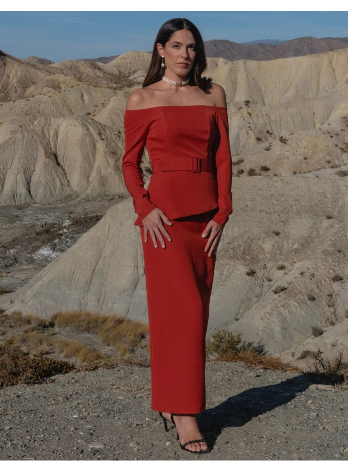 Two-piece set with asymmetrical top and...