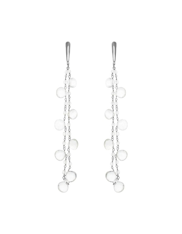 Long bridal earrings with crystals