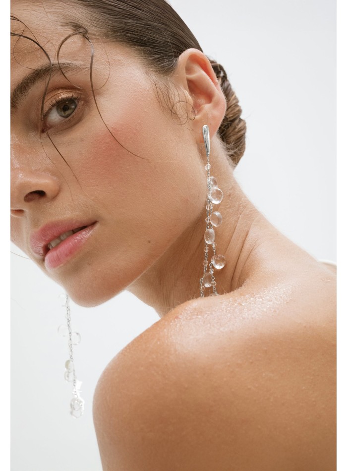 Longues boucles d'oreilles de mariage avec...